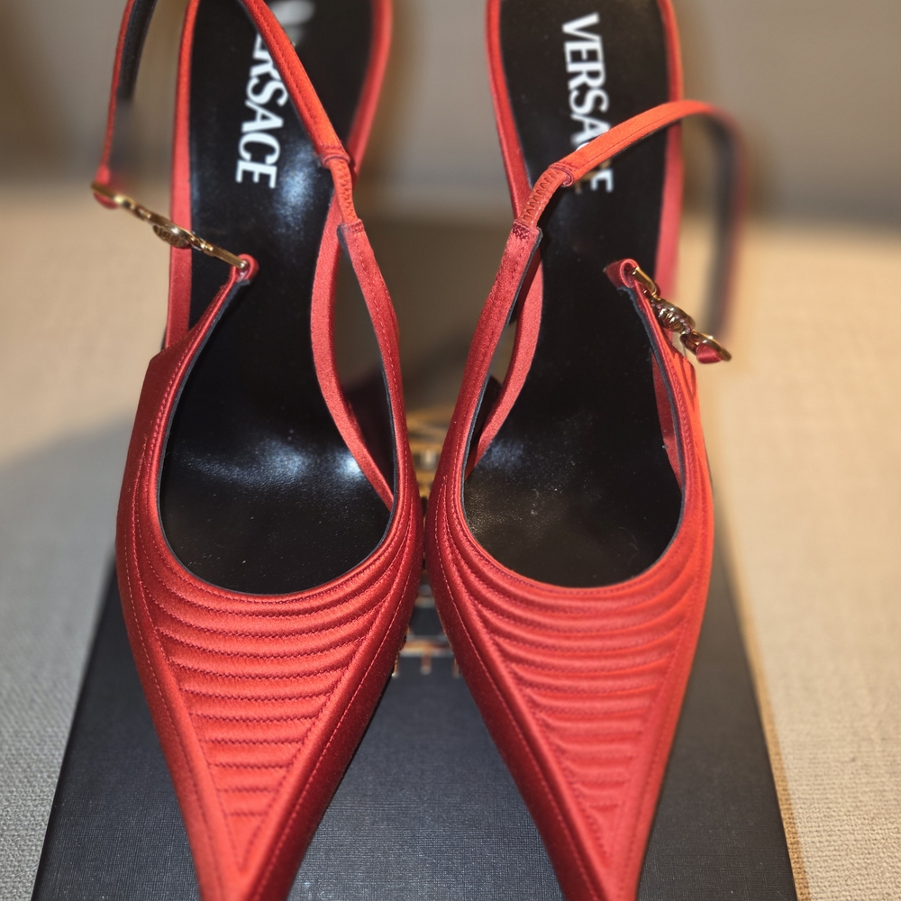 Versace Red Pointed Slingback Heels